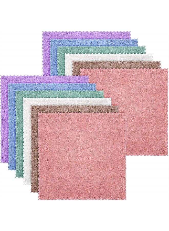 Syhood 12 Pieces Microfiber Facial Wash Cloth Makeup Remover Cloths Reusable Face Wash Cloth Cleansing Towel Soft Face Washcloth for Face, 10 x 10 Inch(Pink, Green, Brown, Purple, Blue, Beige) - Image 1