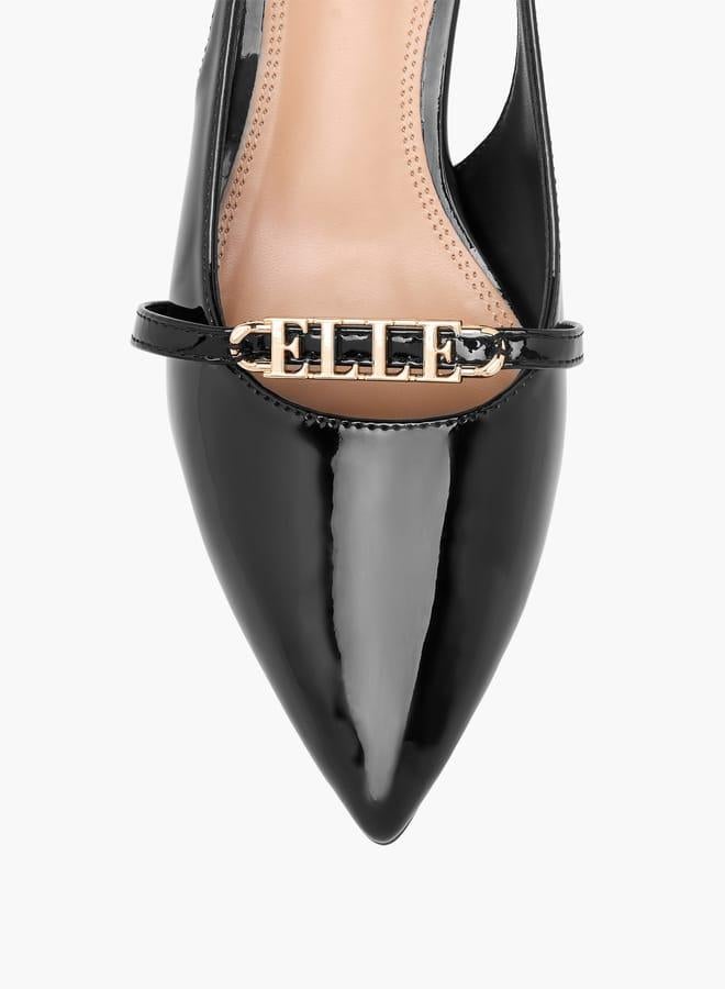 ايل حذاء نسائي بحزام وكعب مدبب بشعار مميز - Image 4