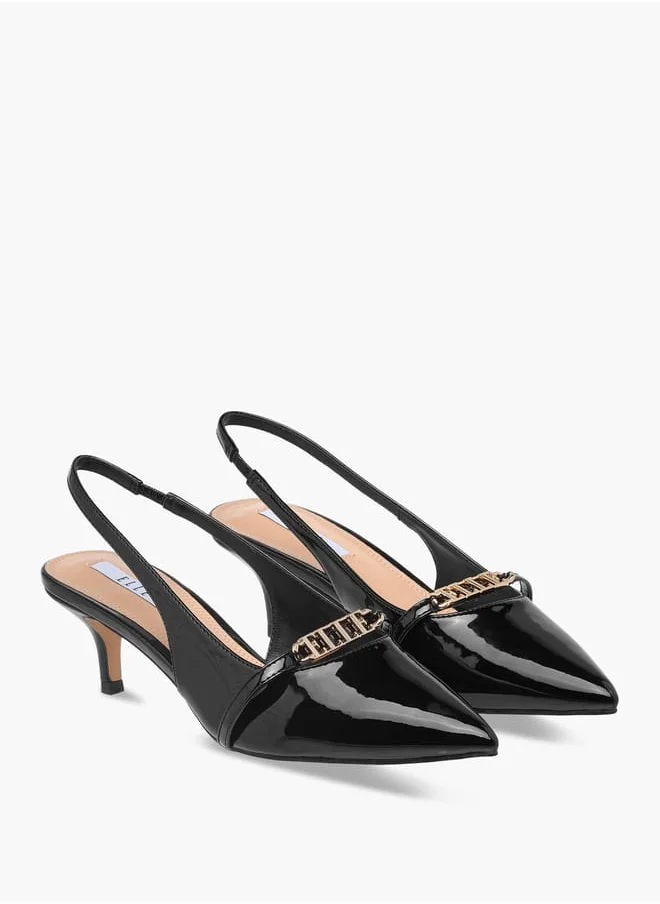 ELLE Women's Logo Accent Slingback Shoes with Stiletto Heels