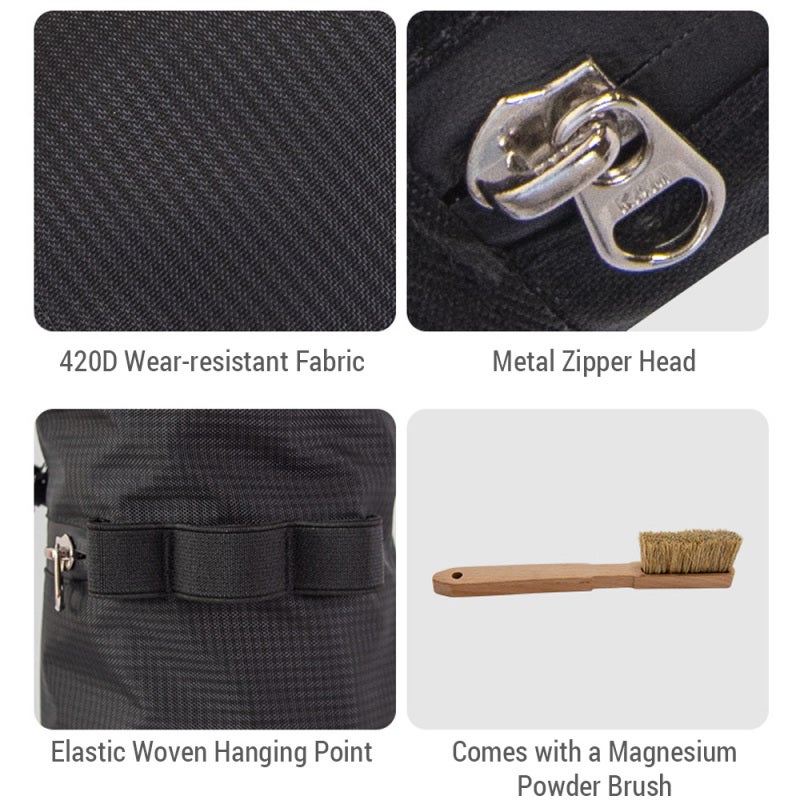كيس الكالسيوم للتسلق: بلون أصفر من قماش مقاوم للتمزق 410D مع إمسار قابل للتعديل السريع - بطانة من الفليس القطبي، 3 أخاديد مرنة لفرشاة الكالسيوم، كيس كالسيوم للتسلق على الصخور المكتنزة للاستخدام في التسلق على الصخور، رفع الأثقال والتسلق الجبلي - Image 2