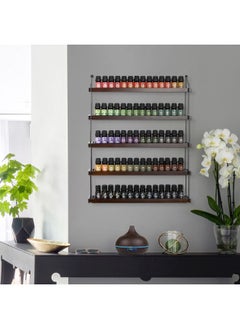 J JACKCUBE DESIGN Essential Oils Display Shelves Wall Mount Black Metal and Wood, Nail Polish Paint Holder Rack Organizer Holds 70 Bottles (5 Tier) : MK482A  - Image 2