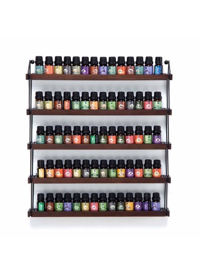J JACKCUBE DESIGN Essential Oils Display Shelves Wall Mount Black Metal and Wood, Nail Polish Paint Holder Rack Organizer Holds 70 Bottles (5 Tier) : MK482A - Image 1