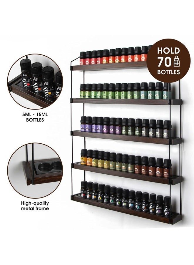 J JACKCUBE DESIGN Essential Oils Display Shelves Wall Mount Black Metal and Wood, Nail Polish Paint Holder Rack Organizer Holds 70 Bottles (5 Tier) : MK482A - Image 4