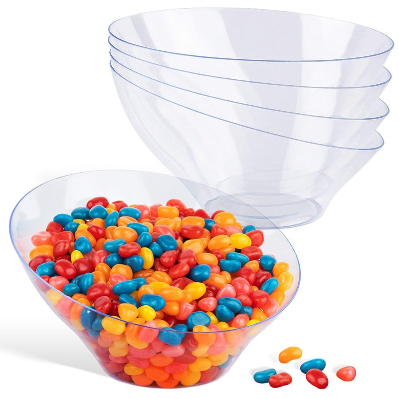 Stock Your Home 20oz Clear Plastic Serving Bowls 4 Pack Medium Disposable Candy Dishes Buffet Containers Chips Popcorn Snacks Mints Salad Bar Snack Bowl Parties Office Desk Bridal Shower Party Supplies