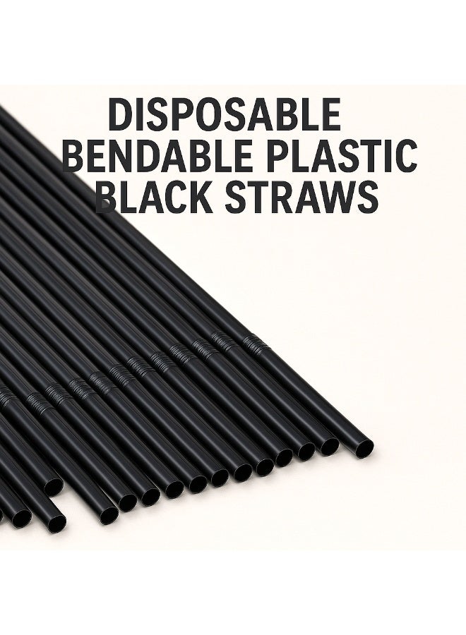 LAVISH Black Flexible Plastic Straws | 200 Individually Wrapped | 24CM Long, 6MM Wide | BPA-Free Food-Grade Disposable Drink Stirrers for Juice, Smoothies, Milkshakes, Parties & Events - Image 2