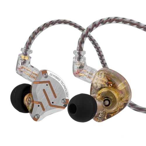 Linsoul KZ ZS10 Pro 4BA1DD 5 Driver in Ear Monitor HiFi Wired Earbuds Gaming Earbuds Hybrid IEM Earphones with Stainless Steel Faceplate Detachable Cable for Musicianwith Mic Glare Yellow - Image 1