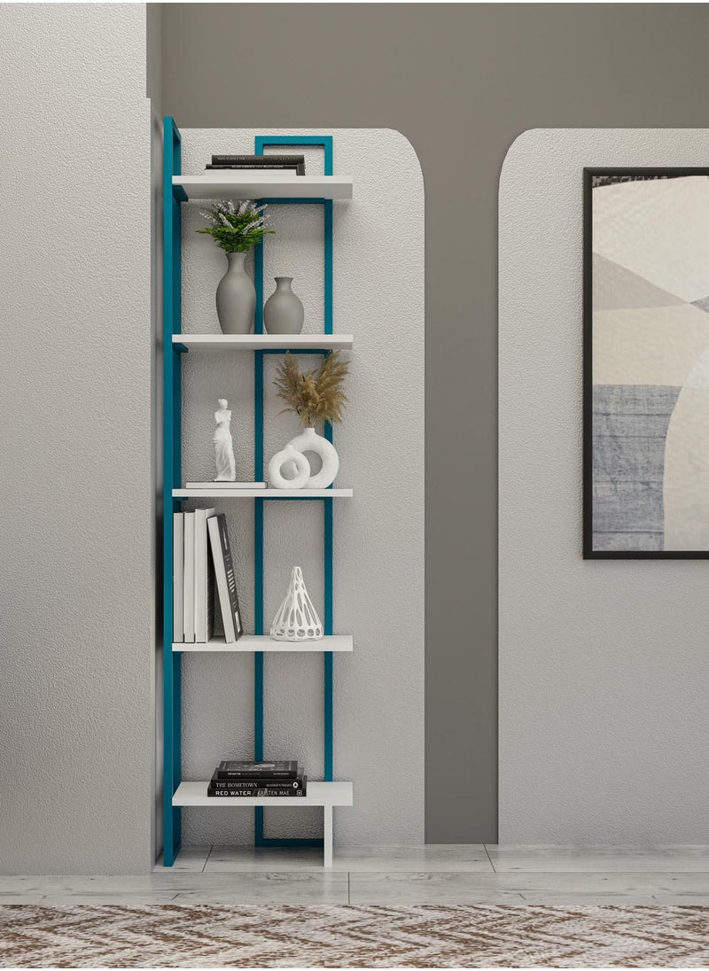 Decorotika Alice 180 tall Metal Frame Manufactured Wood Corner Bookcase | Bookshelf, Storage Rack  - Image 1