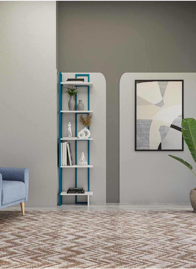 Decorotika Alice 180 tall Metal Frame Manufactured Wood Corner Bookcase | Bookshelf, Storage Rack  - Image 4