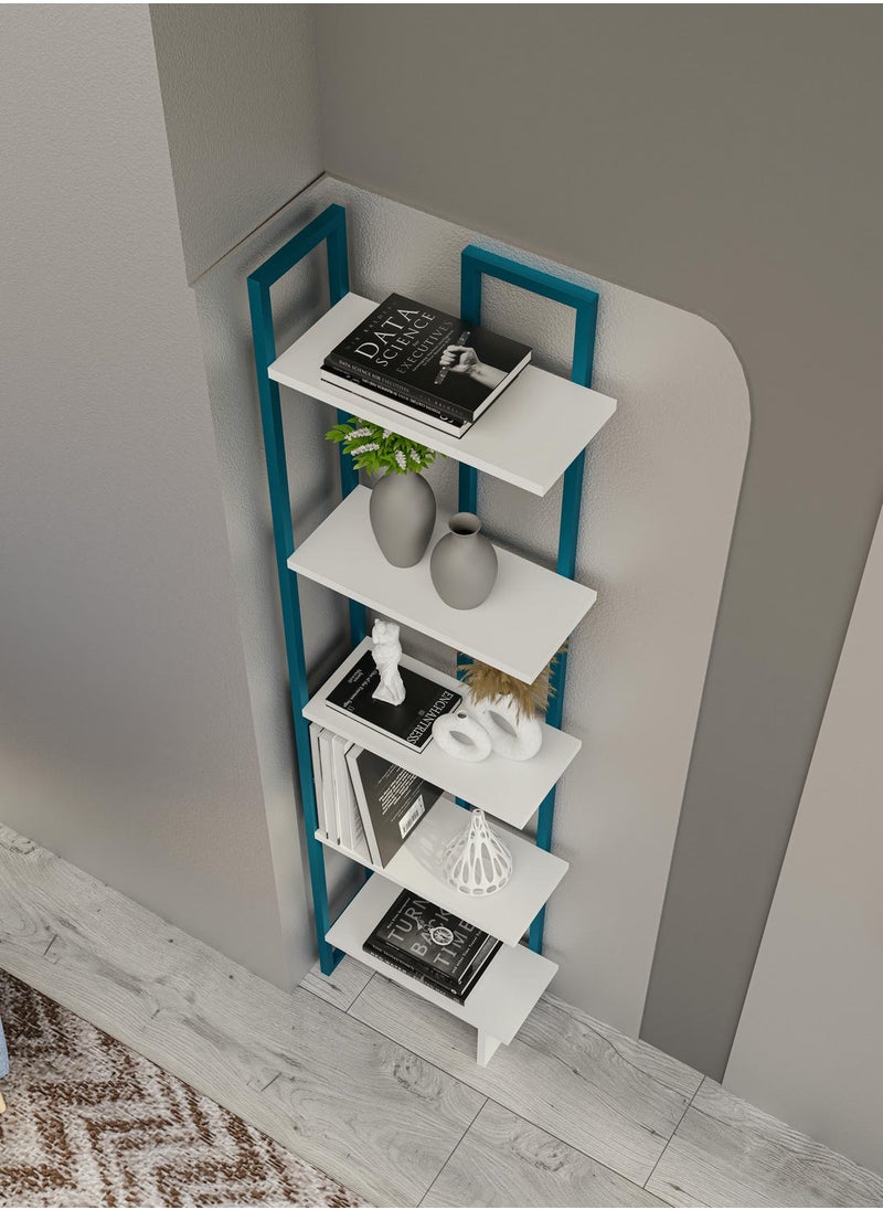 Decorotika Alice 180 tall Metal Frame Manufactured Wood Corner Bookcase | Bookshelf, Storage Rack  - Image 3