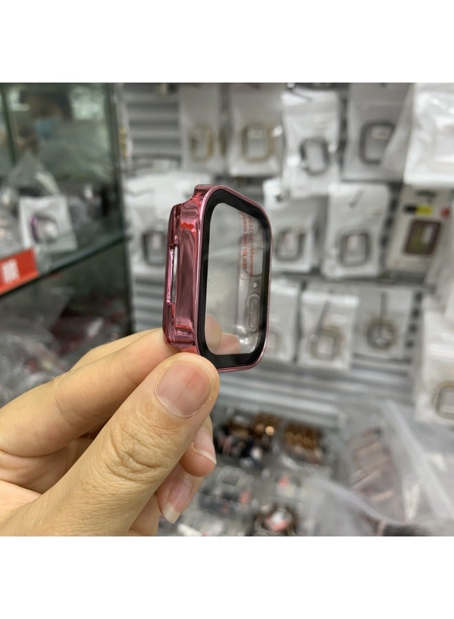 Loquat Suitable For Apple S10 Watch Case Waterproof Electroplated PC Case Film Integrated For Apple Watch789 All-inclusive Protection-Color:Electroplated Pink (OPP)-Exterior Dimension:S10_42mm Only  - Image 1