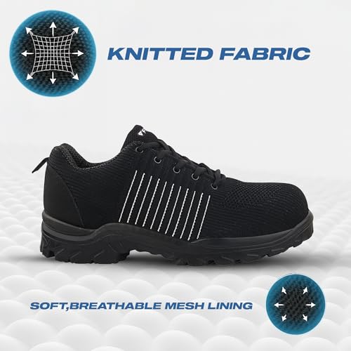 FUEL Aqua ISI Marked Safety Shoes for Men | BIS 15298-2 Certified | Lightweight PU Single Density Sole | Anti-Slip Lace-Up Work Shoes | Composite Toe Cap (200J) | Breathable Upper (BLK-Sizes -7UK) - Image 3