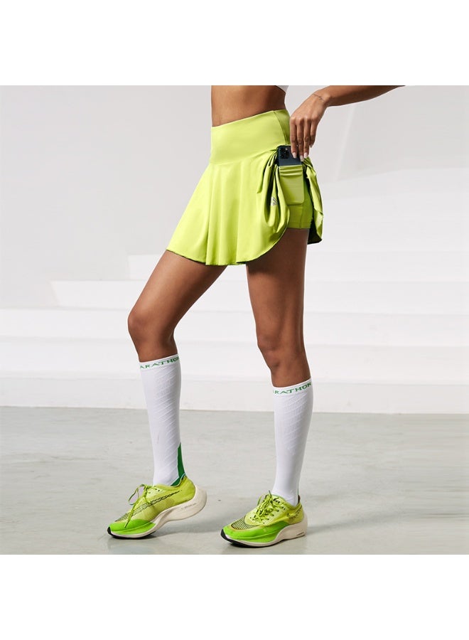 Wrinkled Yoga Skirt Women's Summer High Waist Pocket Skirt Sports Skirt Solid Color Running Training Quick drying Tennis Skirt  - Image 1