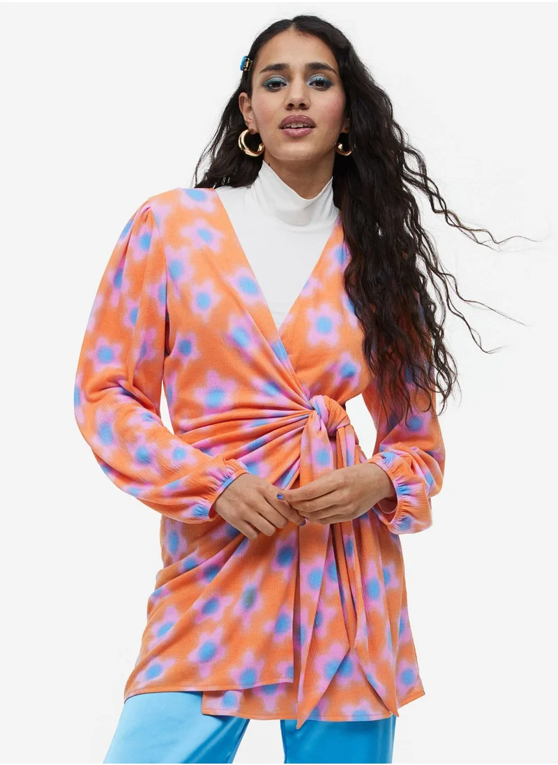 H&M Ballon Sleeve Wrap Detail Dress