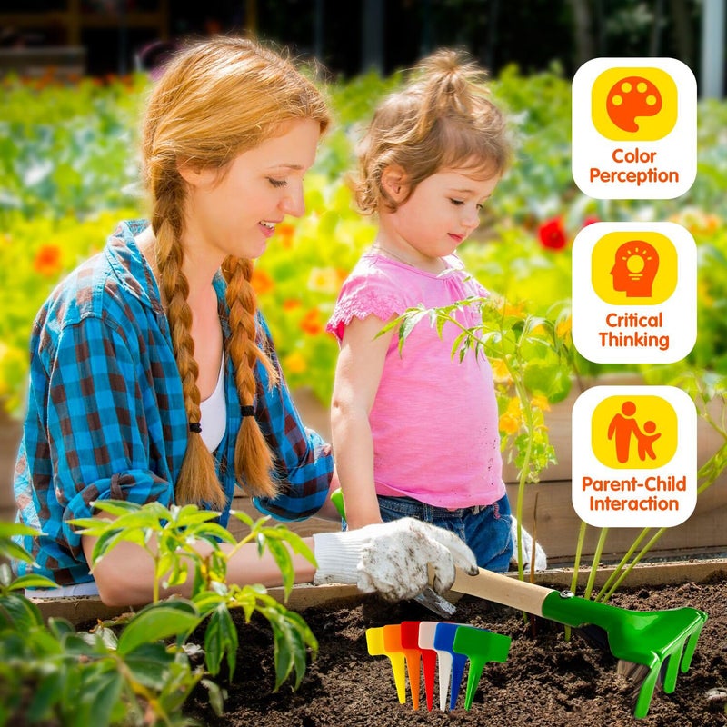 IELEK Kids Gardening Tools, Toddler Gardening Set for Kids Includes Rake, Shovel, Trowel, Apron Gloves Watering Can and Tote Bag, Spray Bottle, Kids Garden Tools Best Outdoor Toys Gift for Boys and Girls - Image 5