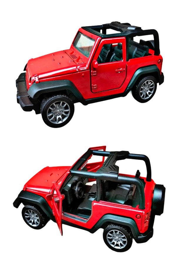 روحاني سيارة لعبة رانجلر ببابين قابلة للفتح من روحاني، بمقياس 1:32، مصنوعة من المعدن المصبوب، تعمل بنظام السحب للخلف، مع باب قابل للفتح، سيارة لعبة للأطفال ((قد يختلف اللون) (أحمر) - Image 3