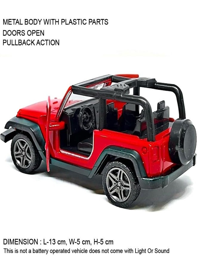 روحاني سيارة لعبة رانجلر ببابين قابلة للفتح من روحاني، بمقياس 1:32، مصنوعة من المعدن المصبوب، تعمل بنظام السحب للخلف، مع باب قابل للفتح، سيارة لعبة للأطفال ((قد يختلف اللون) (أحمر) - Image 2