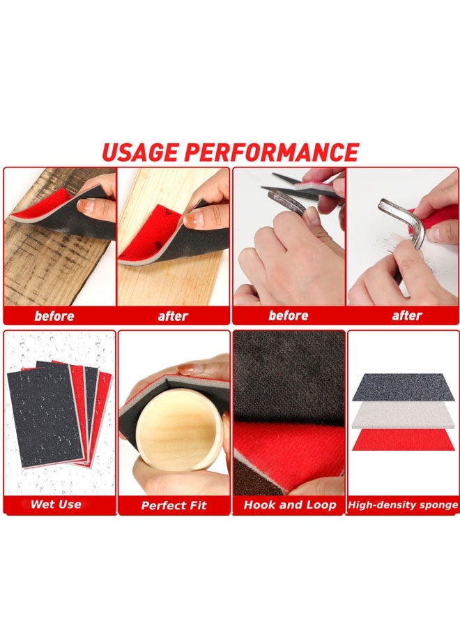 Happy D 5-Pack Sandpaper Block, Four Grits Per Pack 120/180/220/320/ 400Washable and Reusable Handmade Sanding Sponge, Drywall Sandpaper Blocks for Wooden Drywall Sheetrock and Metal Glazing - Image 5