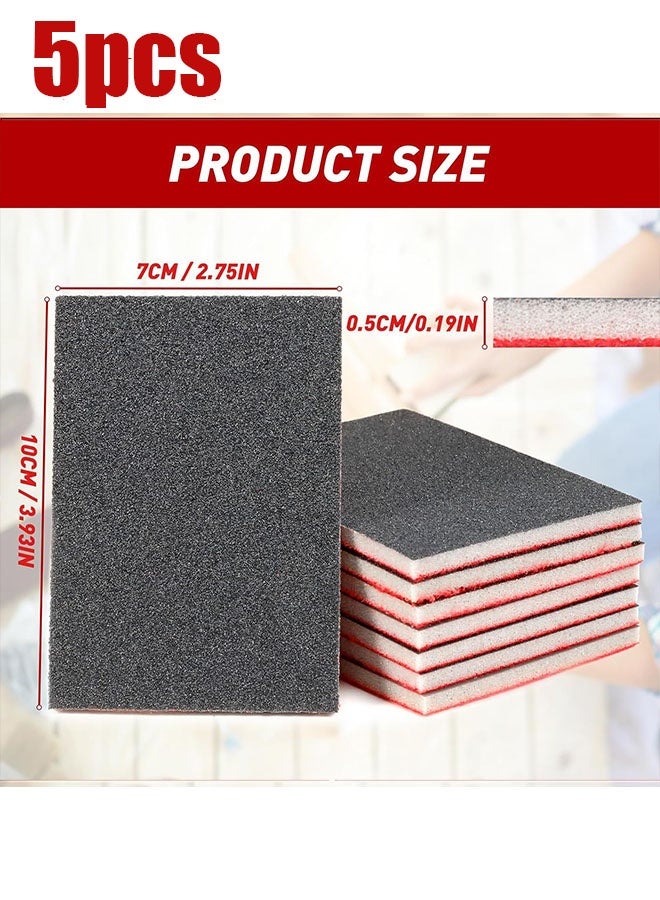 Happy D 5-Pack Sandpaper Block, Four Grits Per Pack 120/180/220/320/ 400Washable and Reusable Handmade Sanding Sponge, Drywall Sandpaper Blocks for Wooden Drywall Sheetrock and Metal Glazing - Image 3