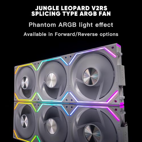 Jungle Leopard PC Fan JM-V2 RS 120 Infinity Mirror Module Daisy-Chain ARGB Fan 120mm Triple Pack Suitable for Computer Case & 360mm AIO Cooler (White Reverse) - Image 2
