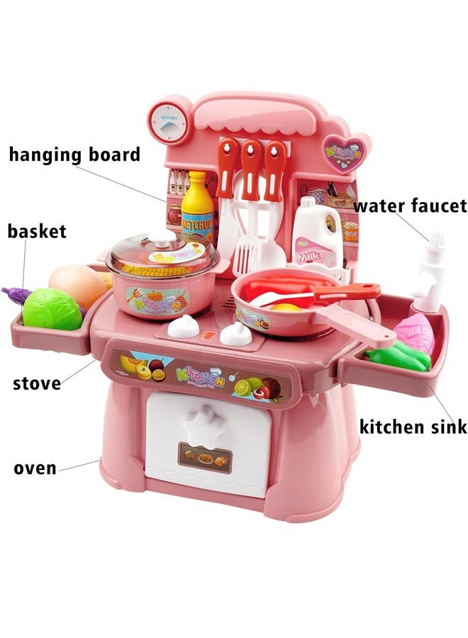 مجموعة ألعاب المطبخ التظاهرية، مجموعة ألعاب المطبخ للأطفال، أدوات طهي للعب الأدوار للأطفال مع ضوء ورذاذ وحوض لعب، ألعاب ألعاب المطبخ، مجموعات ألعاب إكسسوارات المطبخ، مجموعة طبخ حقيقية للأطفال، مجموعة مكونة من 24 قطعة + مجموعة شواء مكونة من 14 قطعة - Image 4