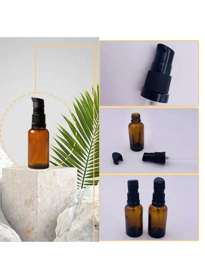 vipolish 6 قطع 30 مل (1 أونصة) زجاجة مضخة لوشن فارغة من الزجاج الكهرماني حاوية كريم لوشن أساس موزع تخزين للسفر ورحلات العمل - Image 4