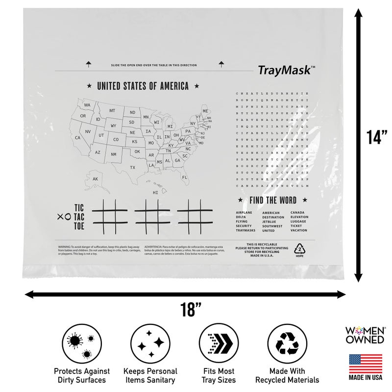 TrayMask Disposable Tray Table Cover | Must Have Airplane Travel Essentials | Perfect for Toddlers, Kids and Adults Travel Accessories | Provides a Fresh/Clean Layer of Protection | 10 Pack - Image 2