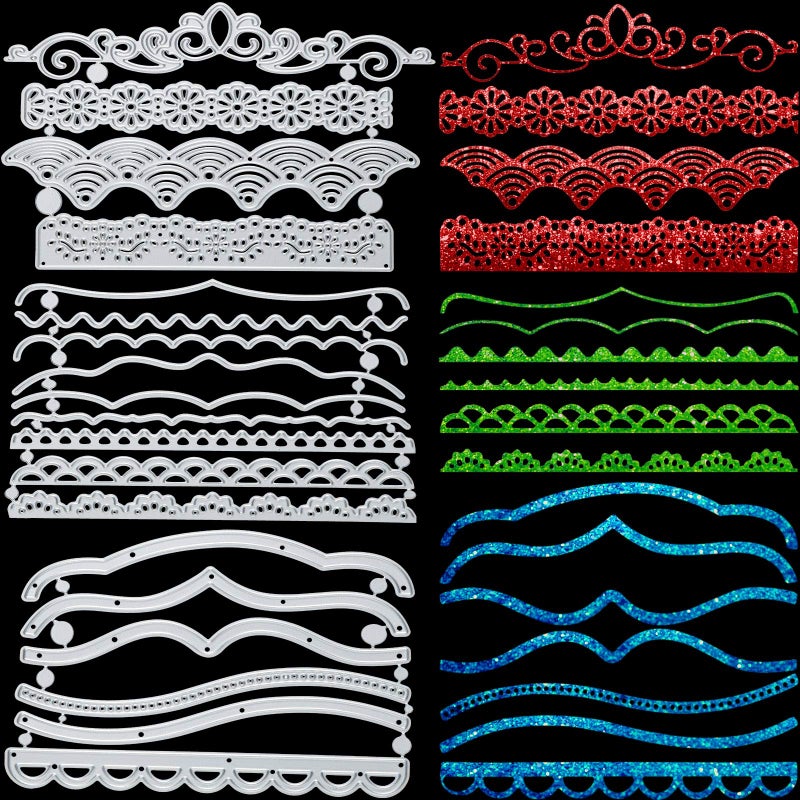 Patelai 19 Pcs Die Cuts for Card Making Metal Lace Scrapbooking Border Cutting Embossing Stencil Template for DIY Crafts Wedding Photo Frame Album Decorations 19 Styles