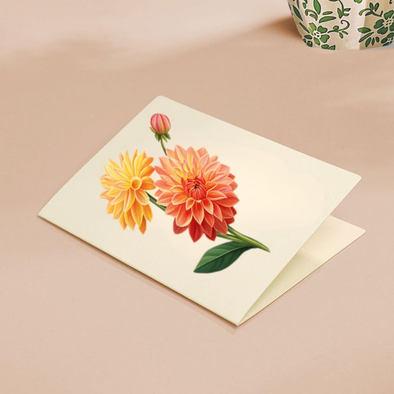 Freshcut Paper Dahlia Sunrise Pop Up Cards, 12 Inch Life Sized Forever Flower Bouquet 3D Popup Greeting Card, Birthday Cards, Valentine's Day Card, Mother's Day Gifts, Blank Notecard & Envelope - Image 4