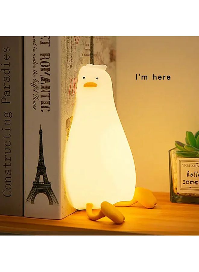 White Rechargeable Penguin Night Light Bedside Lamp Soft Glow Home Decor - Image 1