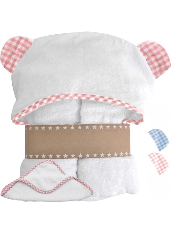 Towels for Girls - Hooded Girl Towel & Washcloth Set - Organic Viscose Made from Bamboo Towels with Hood - Girl Bath Towels (Color : Pink) - Image 1
