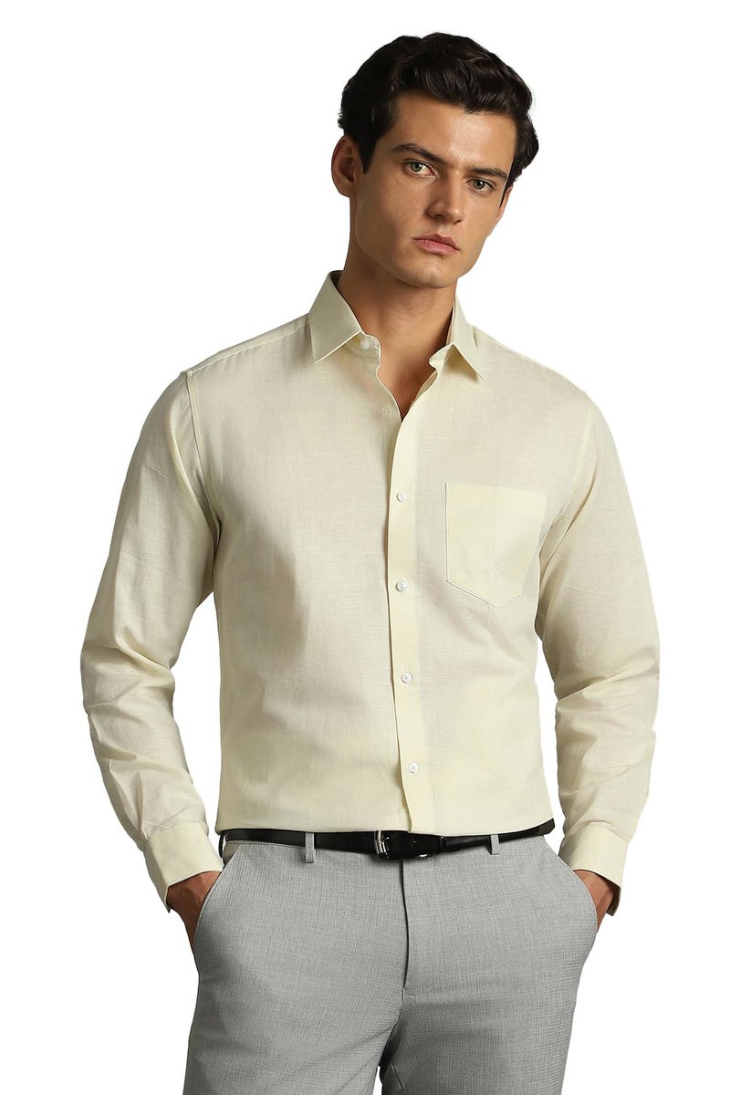Van Heusen Men's Regular Fit Shirt (VHSFFCUBU72579_Light Yellow - Image 2