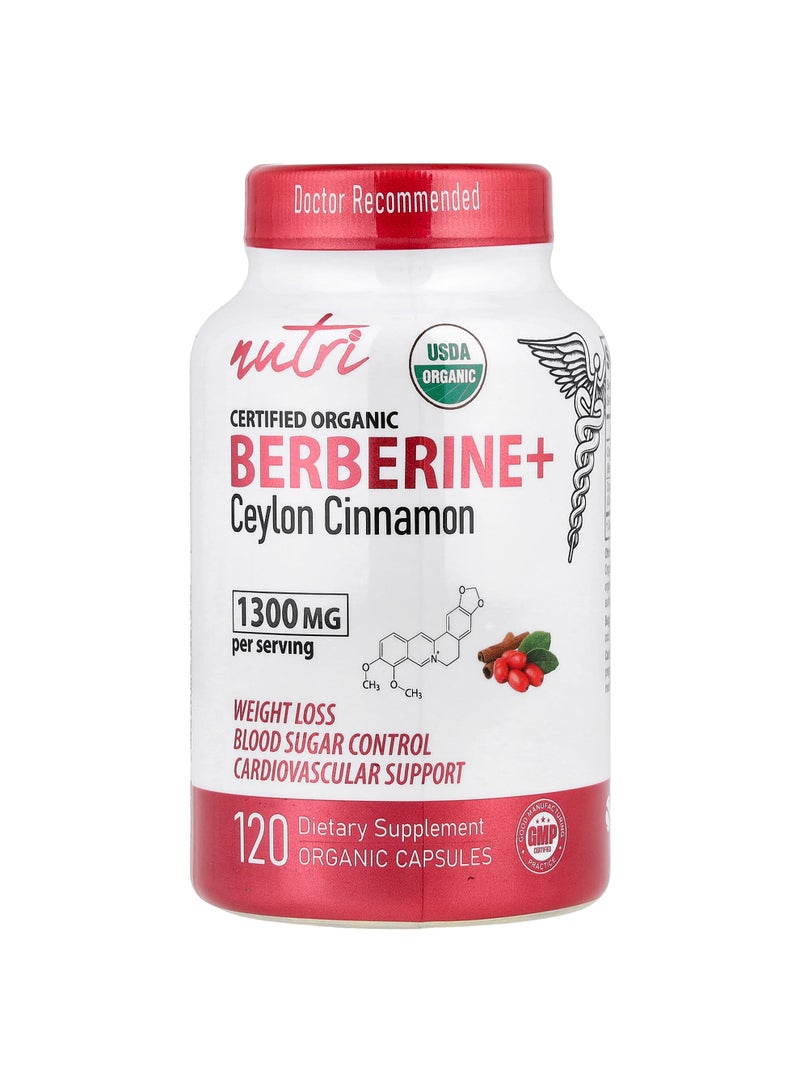 Nutri, Organic Berberine+ Ceylon Cinnamon, 120 Organic Capsules