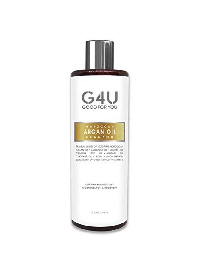 G4U شامبو خالي من الكبريتات مع زيت الأركان المغربي للرجال والنساء. لجميع أنواع الشعر الجاف والتالف والمجعد والشعر المعالج بالألوان. لتر مرطب ومغذي ومكثف. للاستخدام في صالونات المنزل والسبا. 12 أونصة سائلة - Image 1