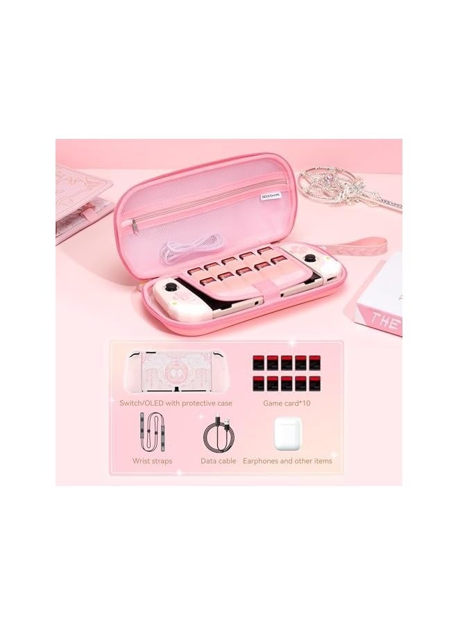 بروماس حقيبة حمل سويتش لجهاز نينتندو سويتش/OLED، حافظة سويتش محمولة، حقيبة حمل رفيعة للسفر تناسب وحدة تحكم سويتش وملحقات الألعاب - سلسلة ستار وينجز - Image 2
