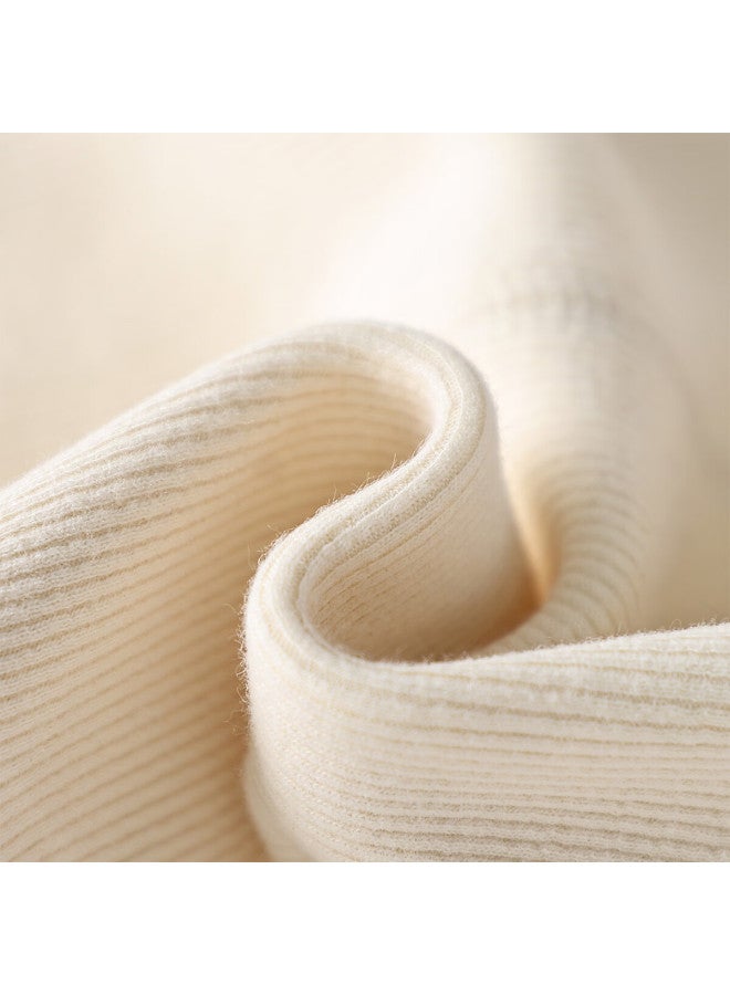 Momoco Girls' Winter Fleece-lined Thick Leggings Children's Warm Sweet Base Layer Leggings 01 Beige 140