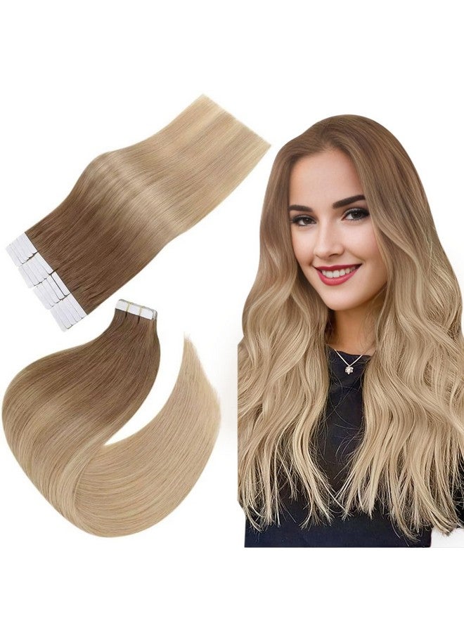 إيزي يوث شريط أومبير في وصلات الشعر شريط Balayage في وصلات الشعر البشري من البني الذهبي إلى الأشقر الذهبي الشريط في وصلات الشعر الحقيقي 16 بوصة 40 جرام 20 قطعة - Image 1