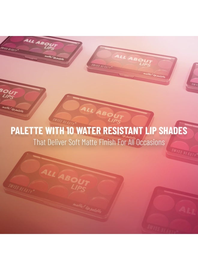 Swiss Beauty All About Lip Palette With 10 Pigmented Colors |Creamy Matte Finish Lip Colors Lipstick |Travel Friendly Lip Palette | Multicolor-02, 12gm - Image 5