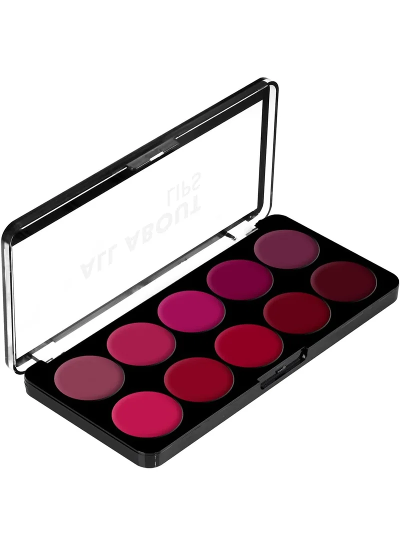 سويس بيوتي Swiss Beauty All About Lip Palette With 10 Pigmented Colors |Creamy Matte Finish Lip Colors Lipstick |Travel Friendly Lip Palette | Multicolor-02, 12gm