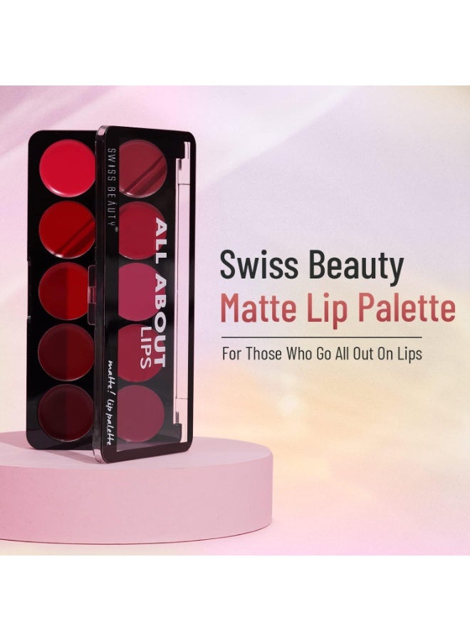 Swiss Beauty All About Lip Palette With 10 Pigmented Colors |Creamy Matte Finish Lip Colors Lipstick |Travel Friendly Lip Palette | Multicolor-02, 12gm - Image 3