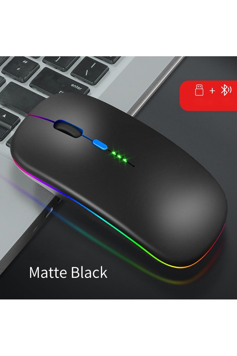 Wireless Bluetooth Mouse, Bluetooth  + 2.4GHz USB Wireless Receiver, Type-C Rechargeable Silent Bluetooth Wireless Mouse for PCs, Laptops, Tablets, Cell Phones, 3 Preset Adjustable DPI with RGB Lights - Image 1