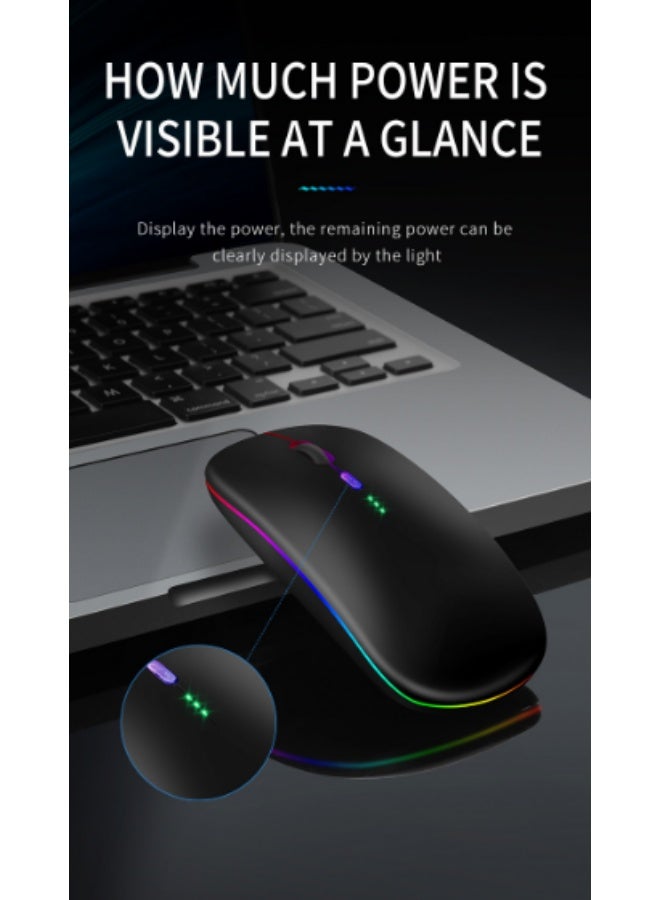Wireless Bluetooth Mouse, Bluetooth  + 2.4GHz USB Wireless Receiver, Type-C Rechargeable Silent Bluetooth Wireless Mouse for PCs, Laptops, Tablets, Cell Phones, 3 Preset Adjustable DPI with RGB Lights - Image 2