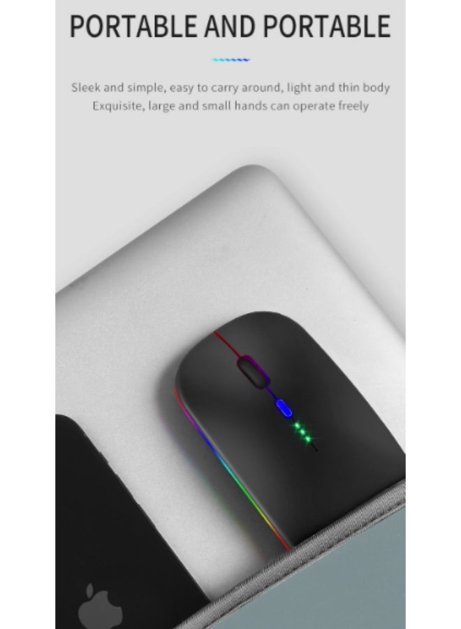 Wireless Bluetooth Mouse, Bluetooth  + 2.4GHz USB Wireless Receiver, Type-C Rechargeable Silent Bluetooth Wireless Mouse for PCs, Laptops, Tablets, Cell Phones, 3 Preset Adjustable DPI with RGB Lights - Image 5