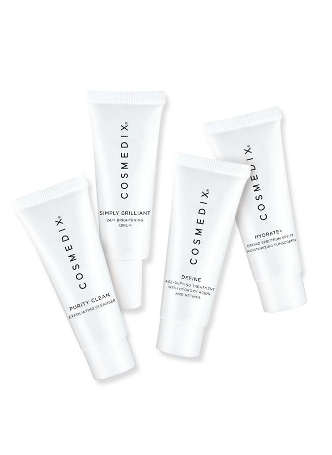 CosMedix - Starter Kit Fourpiece Travel Size Kit Features Bestselling Skin Solutions Includes Gentle Face Cleanser Skin Treatment Serum Exfoliator & Moisturizer All Skin Types Cruelty Free - Image 1