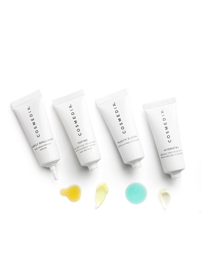 CosMedix - Starter Kit Fourpiece Travel Size Kit Features Bestselling Skin Solutions Includes Gentle Face Cleanser Skin Treatment Serum Exfoliator & Moisturizer All Skin Types Cruelty Free - Image 1
