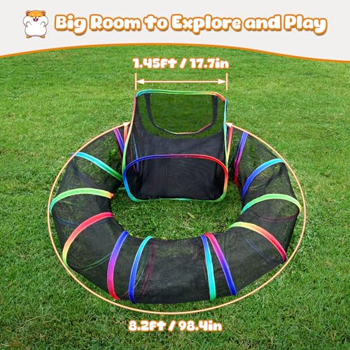 TIKIWIK Guinea Pig Playpen with Tunnel, Rainbow Playpen with 98.4" Extended Tube & Open Side, Rabbit Playpen for Bunny, Hamster, Ferret, Chinchilla, Chickens & Small Animals to Play Indoor or Outdoor - Image 2