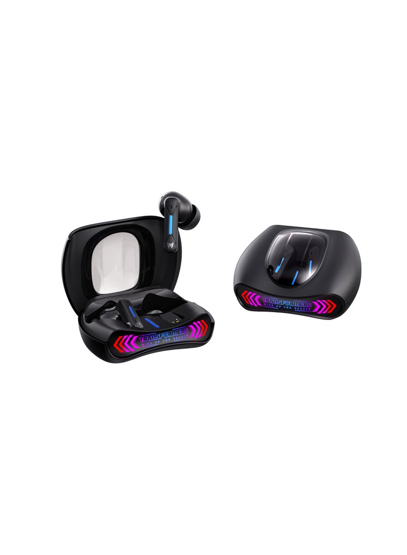 Transformers Wireless Headphones TF-T97 Bluetooth Earbuds Headsets, RGB Ambient Light, Gaming and Music Dual Mode, Black - Image 1