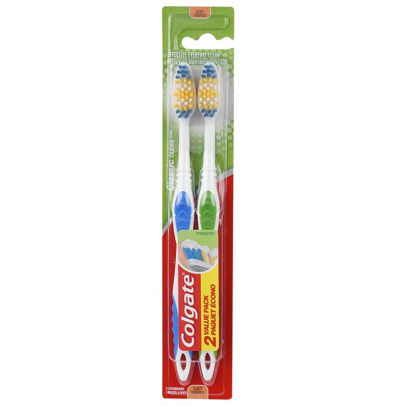 Colgate Classic Clean Full Head Toothbrush Soft 2 Count Pack of 1