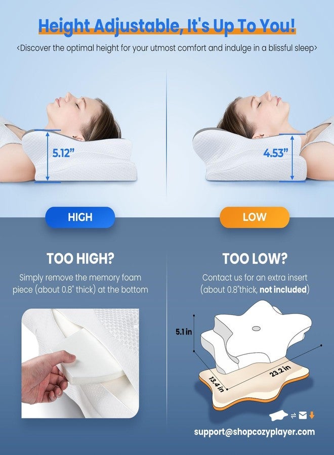 Cozyplayer Ultra Pain Relief Cooling Pillow for Neck Support, Adjustable Cervical Pillow Cozy Sleeping, Odorless Ergonomic Contour Memory Foam Pillows, Orthopedic Bed Pillow for Side Back Stomach Sleeper - Image 4