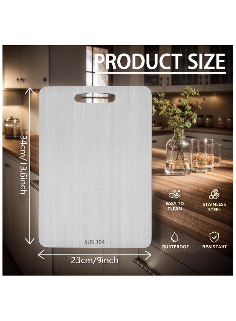 لوح تقطيع المطبخ، لوح تقطيع من الفولاذ المقاوم للصدأ مقاس 34 × 23 سم، يمكن تعليقه على حصيرة التقطيع، ألواح تقطيع شديدة التحمل غير قابلة للانزلاق للحوم والخضروات، آمنة للاستخدام في غسالة الأطباق للحوم والفواكه والخضروات - Image 2