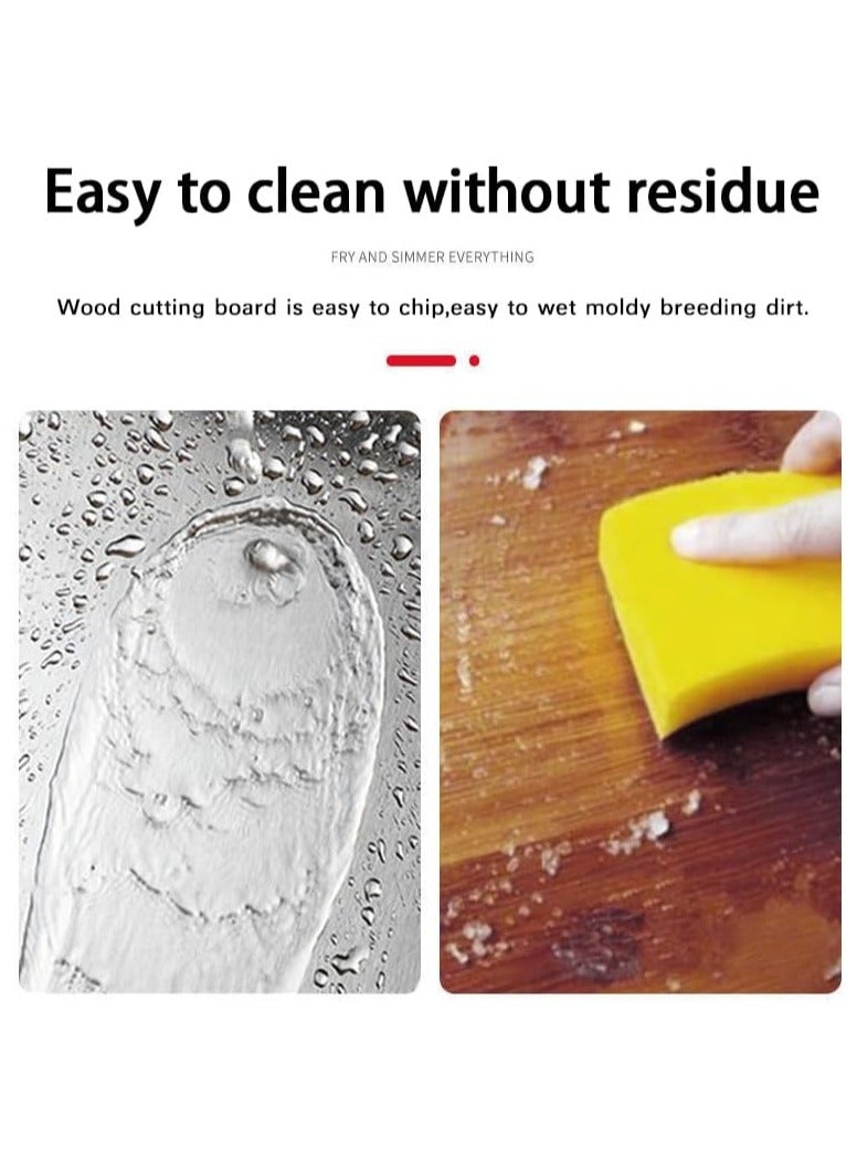 لوح تقطيع المطبخ، لوح تقطيع من الفولاذ المقاوم للصدأ مقاس 34 × 23 سم، يمكن تعليقه على حصيرة التقطيع، ألواح تقطيع شديدة التحمل غير قابلة للانزلاق للحوم والخضروات، آمنة للاستخدام في غسالة الأطباق للحوم والفواكه والخضروات - Image 3